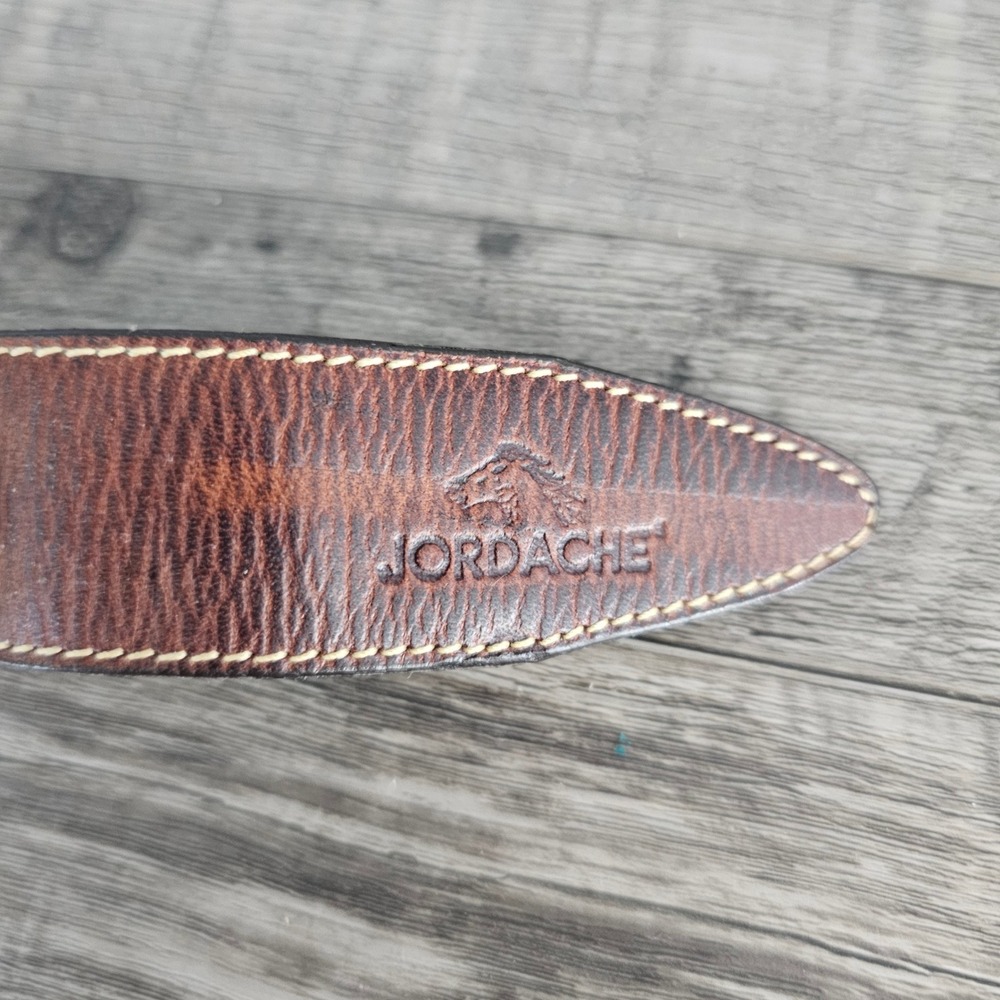 Jordache Vintage Brown Leather Western Belt Braided Leegin USA Gold Buckle 32 - Picture 9 of 11